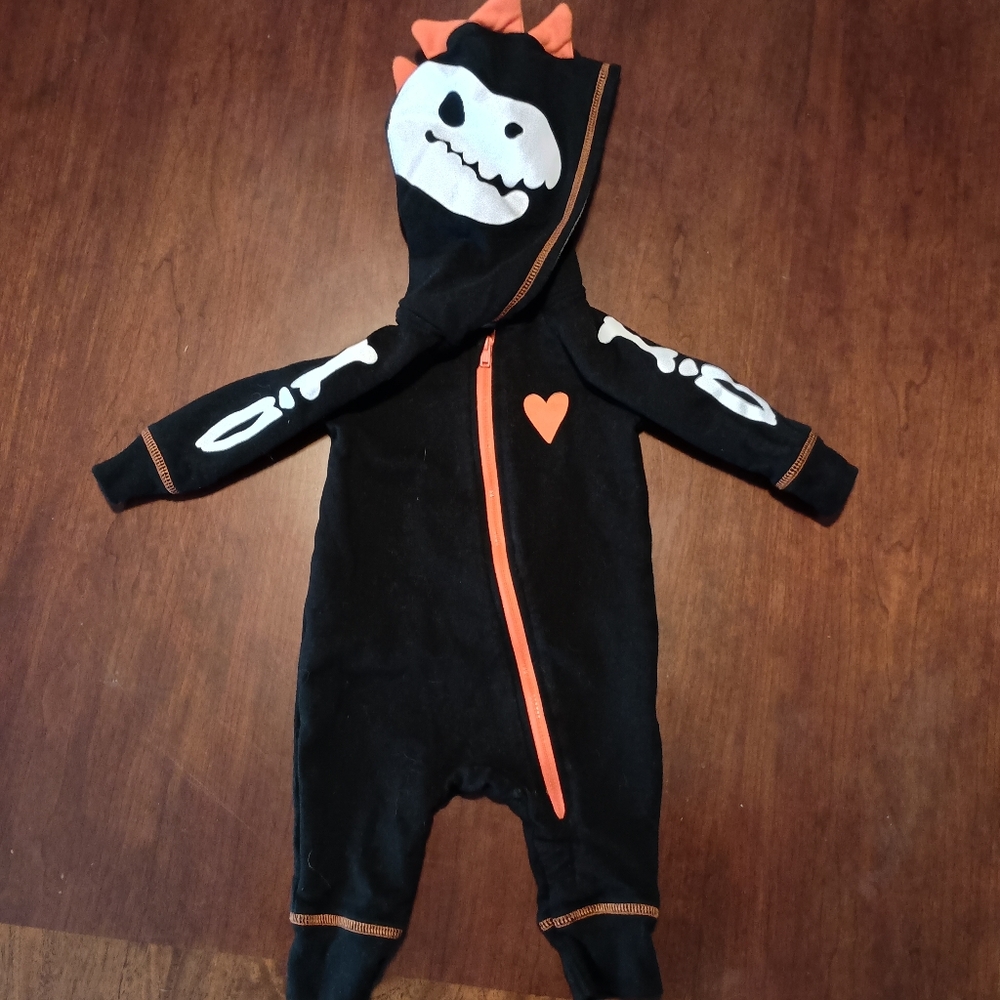Cat‎ & Jack Halloween Dinosaur Skeleton Zip Up Hooded Romper